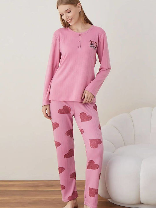 Lindros Set Pijamale pentru Femei Pink