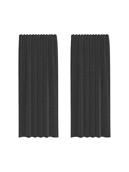 vidaXL Σετ Κουρτίνες με Τρέσα Μαύρες 140x225εκ.