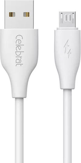 Celebrat 1m Regular USB 2.0 to micro USB Cable White (CB-31A-M-WH)