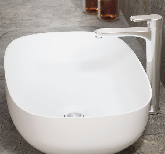 Zen-On Aufgesetztes Waschbecken Porzellan mit Wasserhahn 48x32cm White