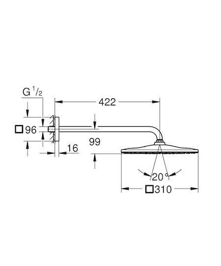 Grohe Rainshower Mono 310 Cube Τετράγωνη Κεφαλή Ντουζ