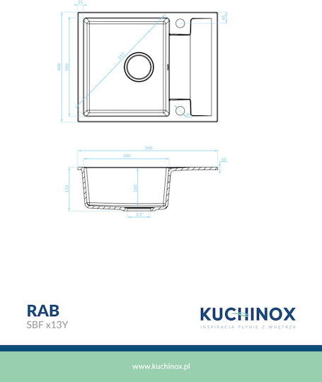 Kuchinox SBF_713Y Ένθετος από Συνθετικό Γρανίτη Μ56xΠ44cm Μαύρος Kuchinox SBF_713Y Ένθετος από Συνθετικό Γρανίτη Μ56xΠ44cm Μαύρος