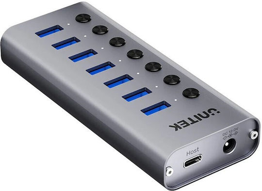 Unitek USB-Hub 8 Anschlüsse USB 3.0 mit USB-A Anschluss Grau