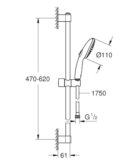 Grohe Tempesta 110 Handbrause mit Telefon und Spirale