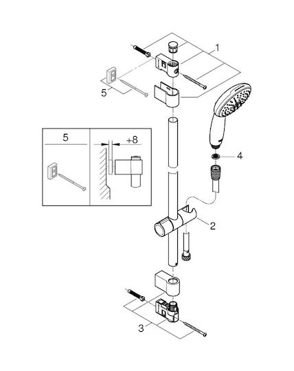 Grohe Tempesta 110 Handbrause mit Telefon und Spirale
