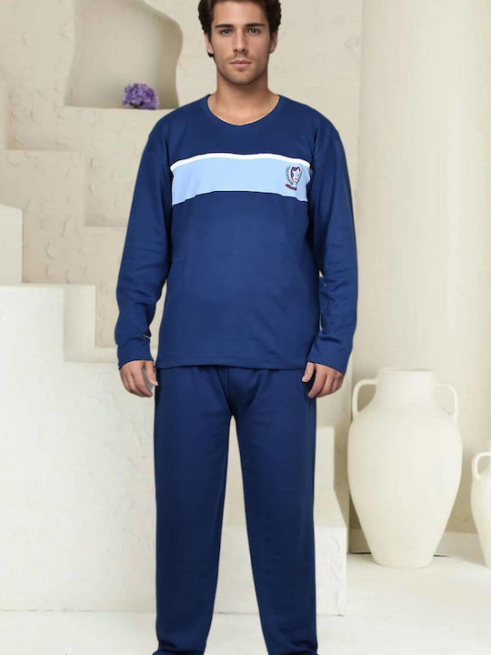 Rimoli Men's Winter Cotton Pajamas Set Blue Raff