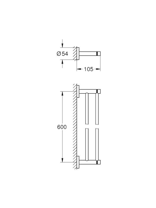 Grohe Essentials Single Wall-Mounted Bathroom Rail Black