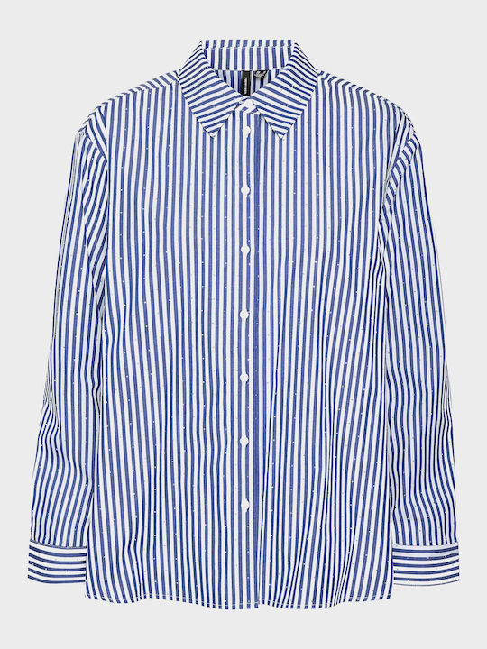 Vero Moda Women's Striped Long Sleeve Shirt Striped Blue