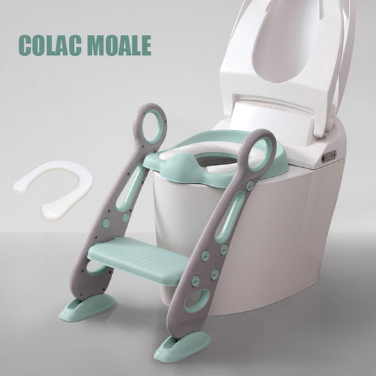 Linomag Toddler Toilet Seat with Footrest Handles and Cushion Green