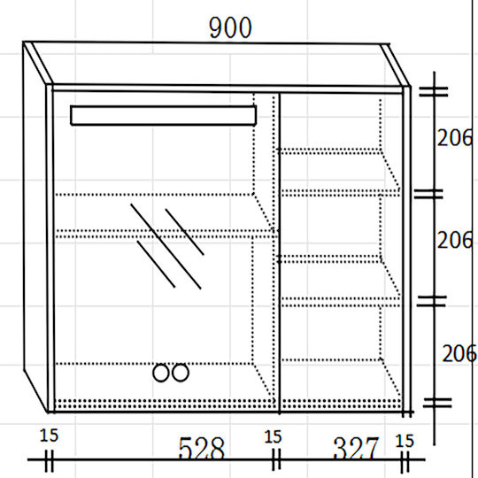 Martin 3MERI090ANΤ Καθρέπτης Led από Plywood Γκρι