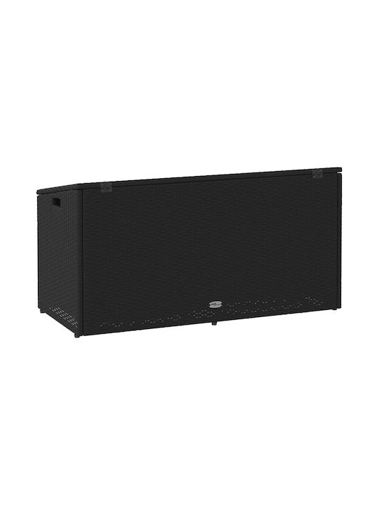 vidaXL Cutie de depozitare pentru exterior Rattan Negru L110xW50xH58buc