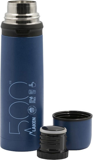Laken Beverages Recyclable Bottle Thermos Stainless Steel BPA Free 500ml Blue with Cap-Cup