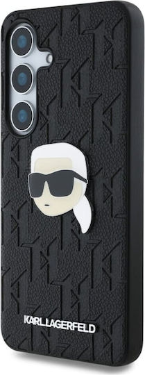 Karl Lagerfeld Monogram Pin Logo Karl Head Back Cover Piele Negru (Galaxy S25+)