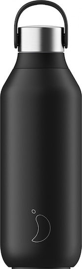 Chilly's Series 2 Flip Bottle Thermos Stainless Steel BPA Free 500ml Abyss Black With Straw