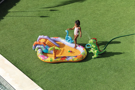 Intex Dino Kinder Schwimmbecken PVC 159l Aufblasbar 201x157x69cm