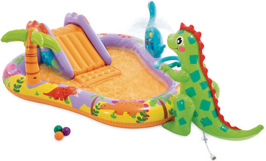 Intex Dino Kinder Schwimmbecken PVC 159l Aufblasbar 201x157x69cm