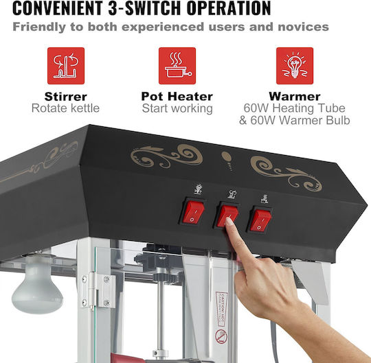 Vevor Commercial Popcorn Machine with Stroller 850W