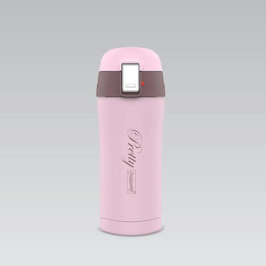Maestro MR-1643 Glass Thermos Stainless Steel 300ml Pink with Mouthpiece