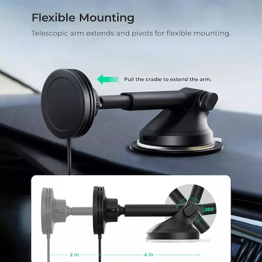 iOttie Βάση Κινητών Αυτοκινήτου iOttie Velox Mini Qi2 για Ταμπλό / Παρμπρίζ με Βεντούζα / Ασύρματη Μαγνητική Φόρτιση MagSafe 15W & Φορτιστής Αυτοκινήτου 20W