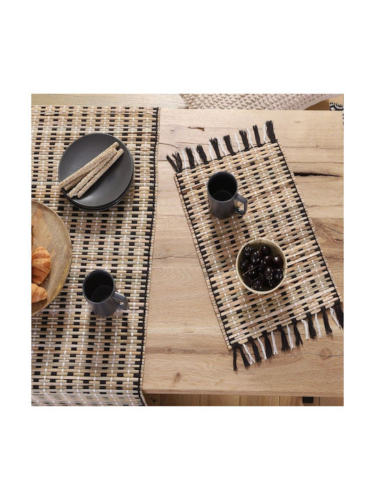Nef-Nef Homeware Wicker Placemat Straw Brown-Black 48x33cm