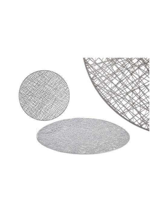 BigBuy Placemats Rotund Plastic Argintiu 38cm 1buc