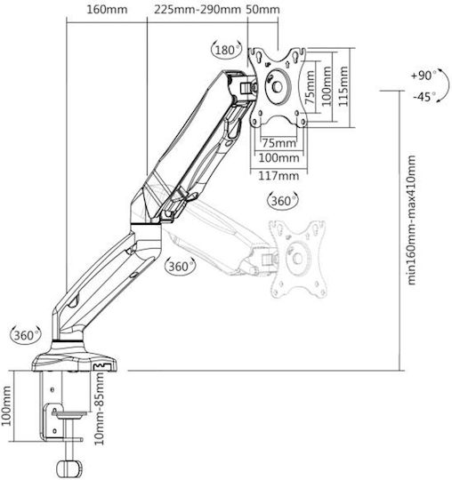 43401 Wall TV Mount up to 32" Black