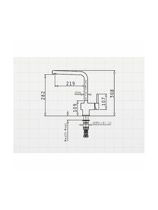 Pyramis Mandolin Kitchen Faucet Counter Gray