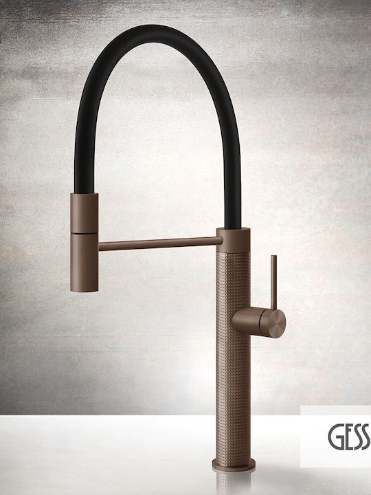Gessi Cesello Kitchen Faucet Counter Flexible Warm Copper Brushed