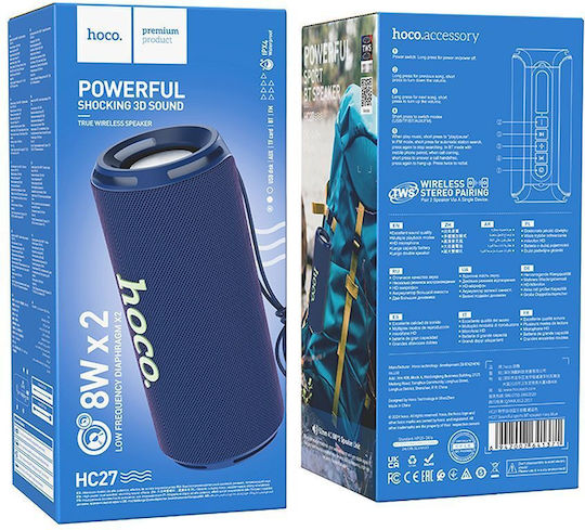Hoco HC27 Bluetooth Speaker 16W with Radio and Battery Life up to 2 hours Navy Blue