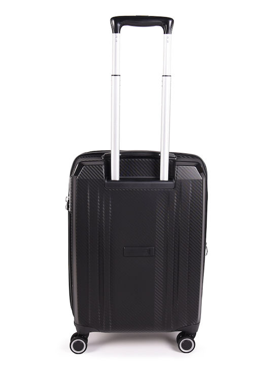 Estil Cabin Hard Travel Suitcase Black with 4 Wheels Height 55cm