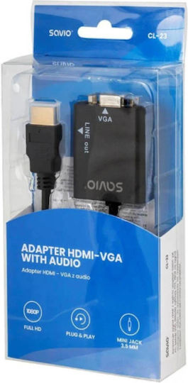 Savio Μετατροπέας DisplayPort male σε VGA female 1τμχ CL-90