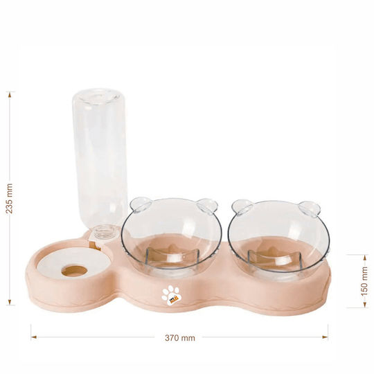 Linomag Bol Automat de Mâncare și Apă pentru Câine și Pisică 2x 500ml în Culoare Portocalie