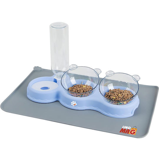 Linomag Bol Automat Din Plastic Pentru Mâncare Și Apă Pentru Câine Și Pisică 2 x 500ml 37x24x15cm