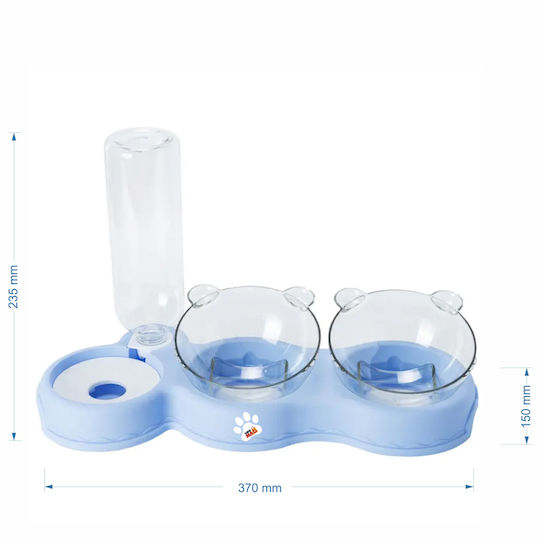 Linomag Bol Automat Din Plastic Pentru Mâncare Și Apă Pentru Câine Și Pisică 2 x 500ml 37x24x15cm