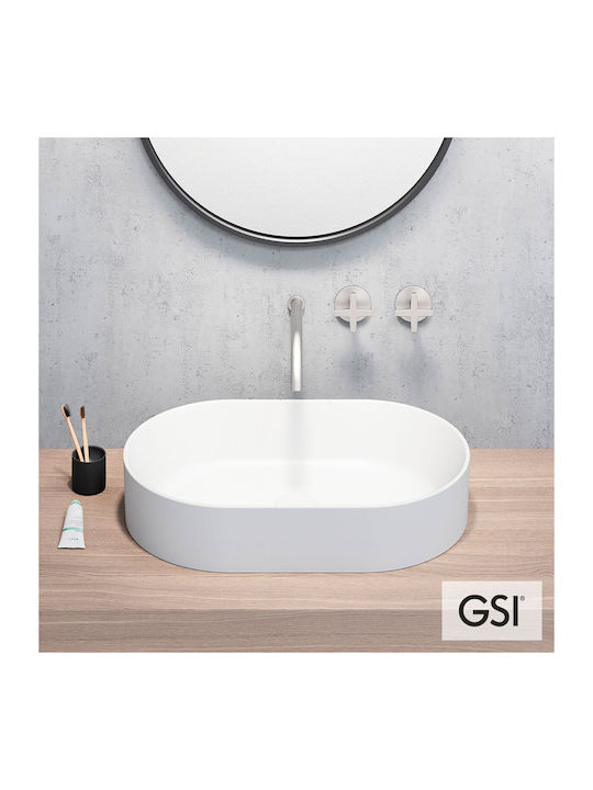 GSI Kube-x Επικαθήμενος Νιπτήρας Πορσελάνης 60x37x11cm White