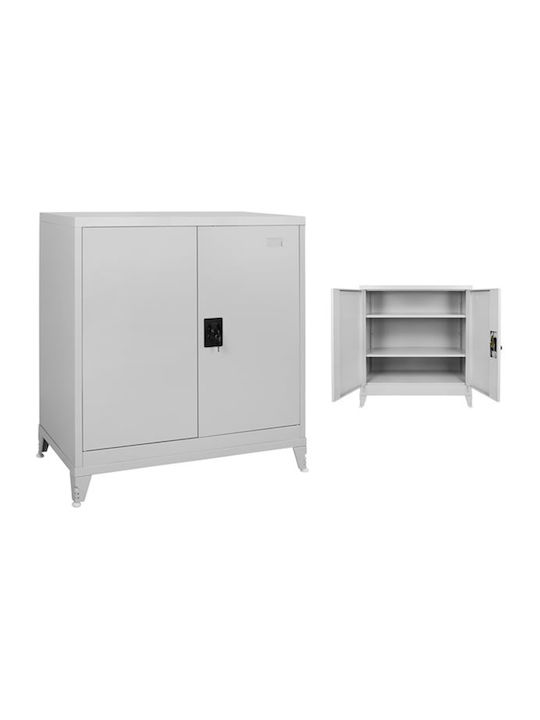 Double-leaf Galvanized Metal Cabinet with Locking Capability with 2 Shelves with Adjustable Feet 70x40x101 cm