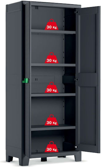 Δίφυλλη Ντουλάπα Moby Πλαστική με 4 Ράφια 80x44x182εκ.