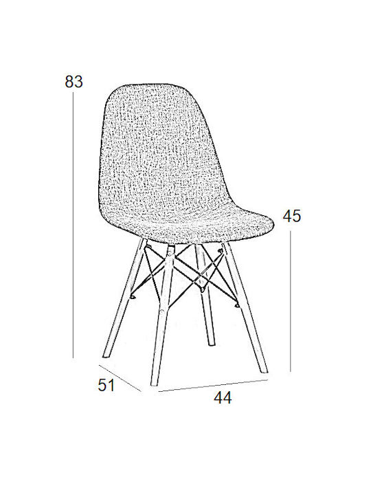 Lily Dining Room Fabric Chair White 48x55x82cm