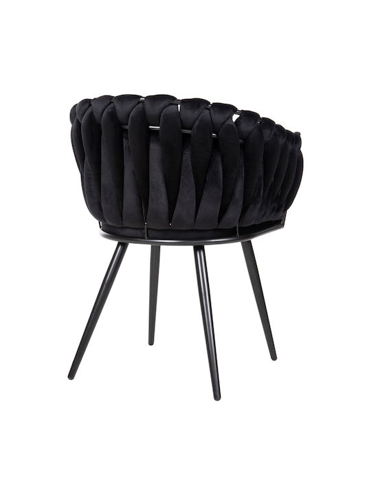 Luanda Fotolii Sala de mese Catifelate Negru 1buc 62x54x79buc