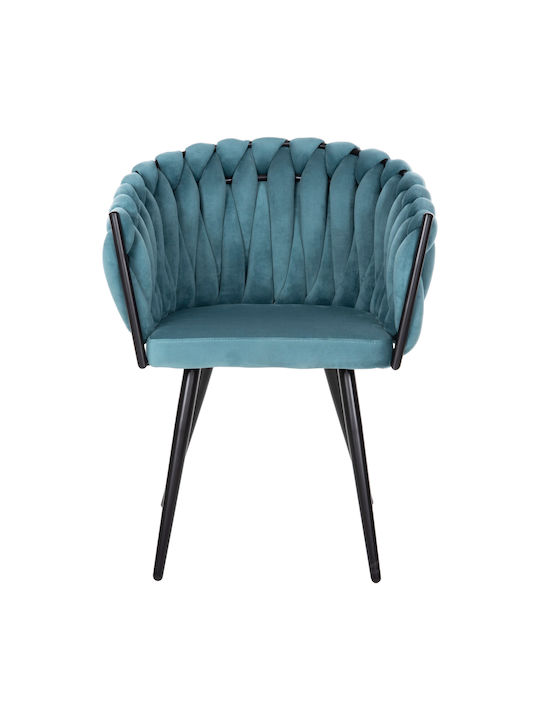 Luanda Dining Room Velvet Armchair Turquoise 62x54x79cm 2pcs