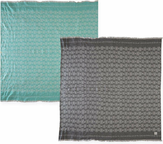 Nef-Nef Homeware North Beach Towel Cotton Turquoise with Fringes 180x180cm.