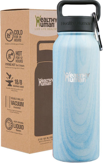 Healthy Human Stein Bottle Thermos Stainless Steel BPA Free 621ml Light Blue Wood HH-SOB42