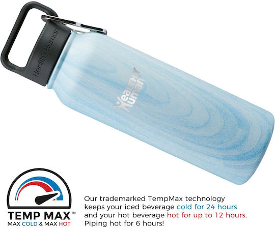 Healthy Human Stein Bottle Thermos Stainless Steel BPA Free 621ml Light Blue Wood