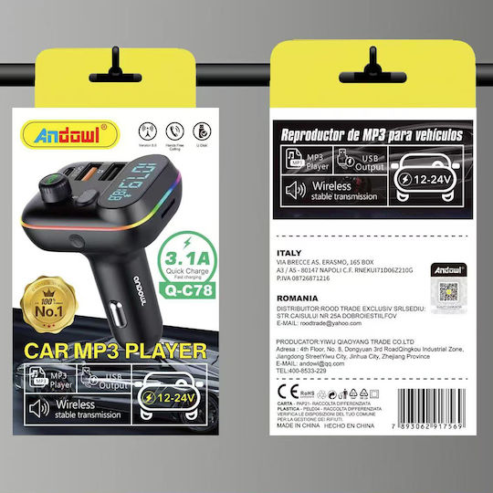 Andowl FM Transmitter Αυτοκινήτου με USB