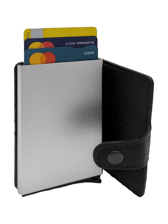Δερμάτινο Ανδρικό Πορτοφόλι με RFID και Μηχανισμό Slide Μαύρο