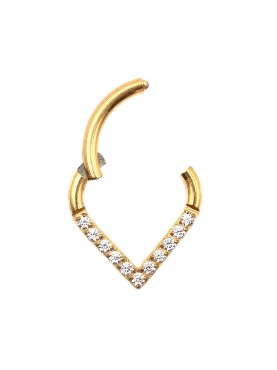 Poco Loco Body Earring Hoop Titanium Gold Plated with Stones