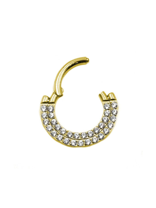 Poco Loco Body Earring Hoop Titanium Gold Plated with Stones