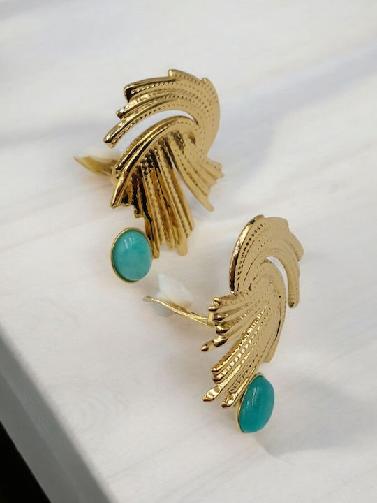 Earrings with Clip made of Steel Gold Plated with Stones