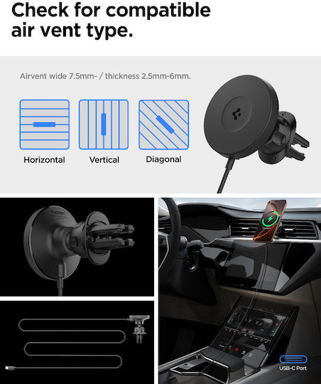 Spigen SGP OneTap Pro 4 Qi2 Car Mobile Mount with Magnet and Wireless Charging MagSafe Black