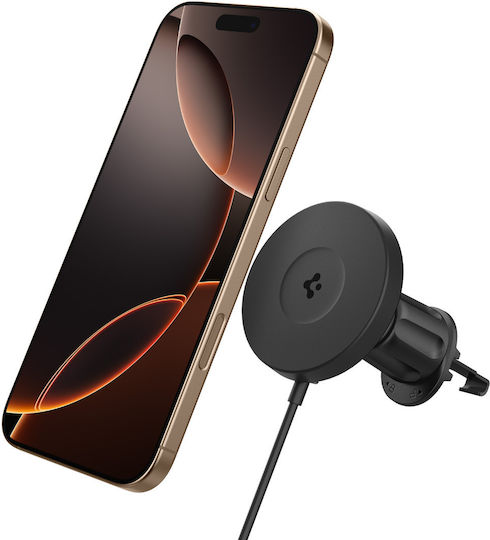 Spigen SGP OneTap Pro 4 Qi2 Suport Auto pentru Telefon cu magnet și Încărcare Wireless MagSafe Neagră
